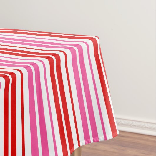 Weiß Rosa Rot Vertikale Streifen Design Tischdecke (Beispiel)
