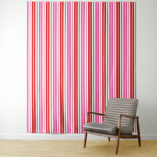 Weiß Rosa Rot Vertikale Streifen Design Wandteppich