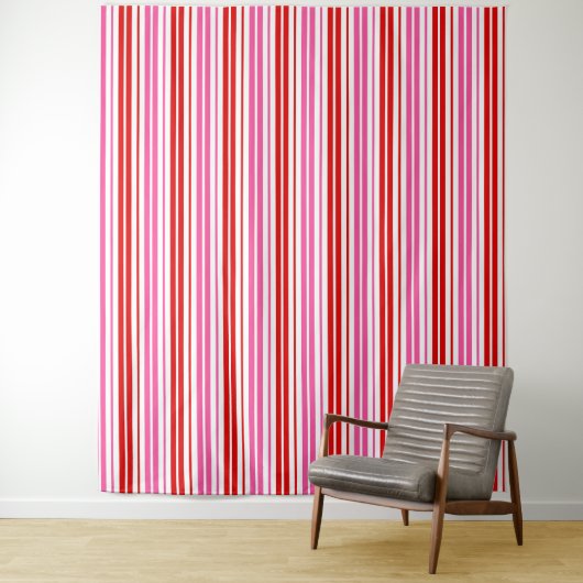 Weiß Rosa Rot Vertikale Streifen Design Wandteppich (Beispiel)