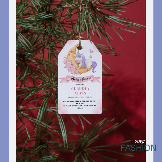 Weiß rosa Schlafzimmereinheit über der M Babydusch Geschenkanhänger