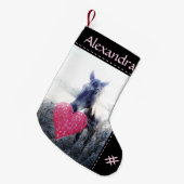 Weiß rosa schwarz / Pferd & Herz Weihnachtsferd Kleiner Weihnachtsstrumpf (Vorderansicht (hängend))