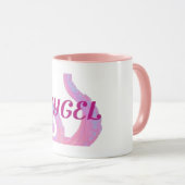 Weiß/rosa Tasse mit Tentakeldesign und NYGEL-Logo (VorderseiteRechts)