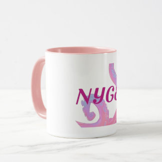 Weiß/rosa Tasse mit Tentakeldesign und NYGEL-Logo