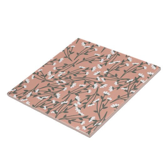 Weiß rosa und grünes Blumenmuster Fliese (Seite)