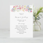 Weiß rosa und Lila Blumenzeremonie Einladung (Stehend Vorderseite)