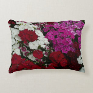 Weiß, Rosa und Rote Dianthus Dekokissen