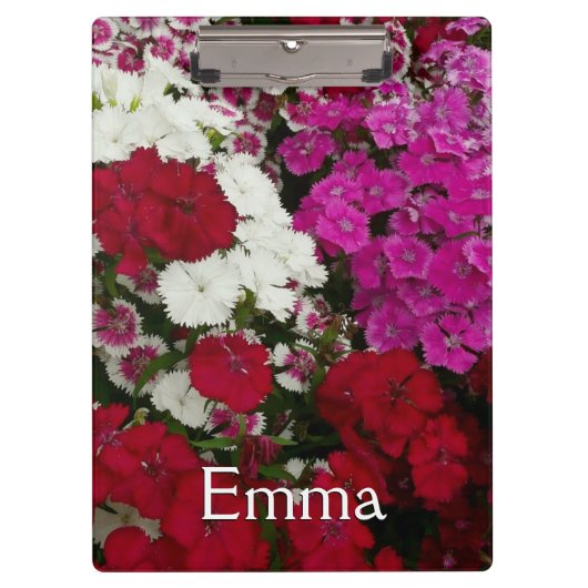 Weiß, Rosa und Rote Dianthus Klemmbrett (Vorderseite)