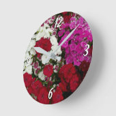 Weiß, Rosa und Rote Dianthus Runde Wanduhr (Winkel)