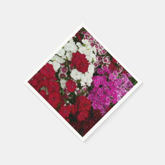 Weiß, Rosa und Rote Dianthus Serviette (Ecke)