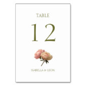 Weiß | Rose Wedding Tischnummer Card (Vorderseite)