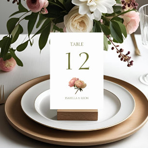 Weiß Rose Wedding Tischnummer Card