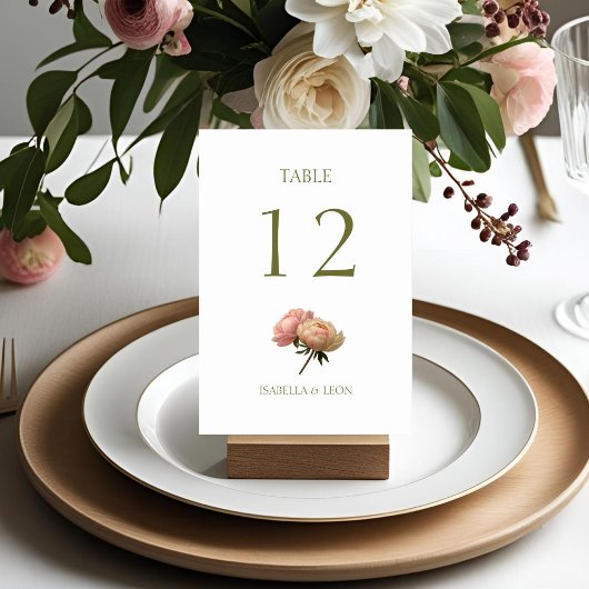 Weiß | Rose Wedding Tischnummer Card