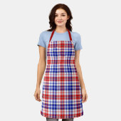 Weiß-Rot-Blau Kariert Tartan Design Schürze (Getragen)