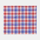 Weiß-Rot-Blau Kariertes Tartan-Design  Fleecedecke (Vorderseite (Horizontal))
