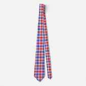 Weiß-Rot-Blau Kariertes Tartan-Design Krawatte (Vorderseite)