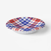 Weiß-Rot-Blau Kariertes Tartan-Design Pappteller (Gewinkelt)