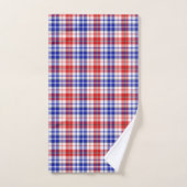 Weiß-Rot-Blau-Karo-Tartan-Design  Badhandtuch Set (Handtuch)