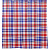 Weiß-Rot-Blau-Karo-Tartan-Design  Duschvorhang (Vorderseite)