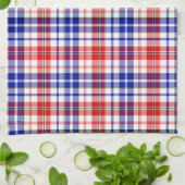 Weiß-Rot-Blau-Karo-Tartan-Design  Geschirrtuch (Gefaltet)