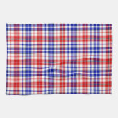 Weiß-Rot-Blau-Karo-Tartan-Design  Geschirrtuch (Horizontal)