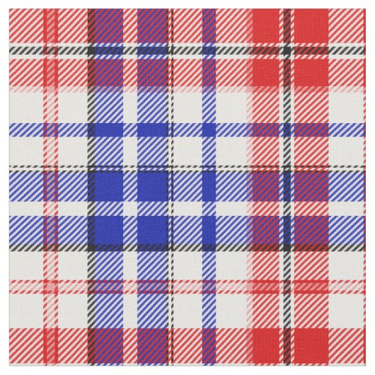Weiß-Rot-Blau-Karo-Tartan-Design  Stoff (Nahaufnahme)