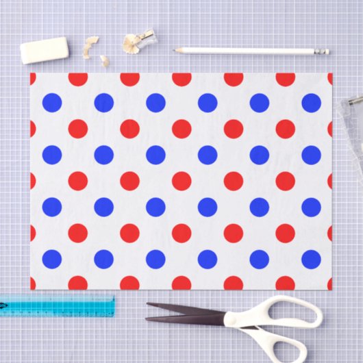 Weiß Rot Blau Punkte Design Seidenpapier (Handwerk)