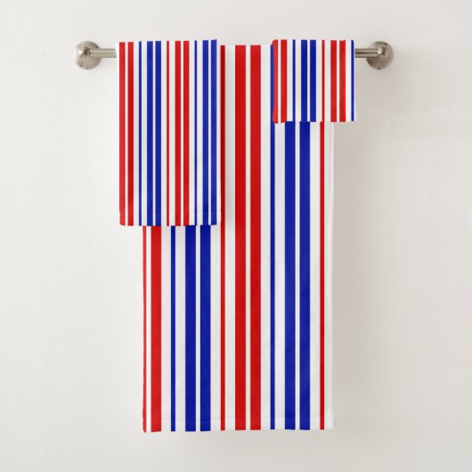 Weiß Rot Blau Streifen Muster Badhandtuch Set (Insitu)