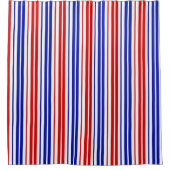 Weiß Rot Blau Streifen Muster Duschvorhang (Vorderseite)