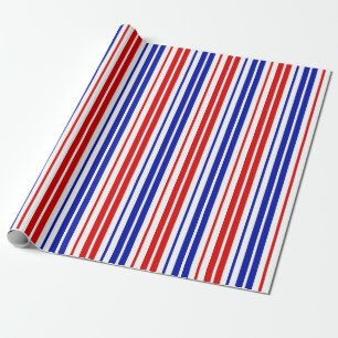 Weiß Rot Blau Streifen Muster Geschenkpapier