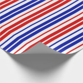 Weiß Rot Blau Streifen Muster   Geschenkpapier (Ecke)