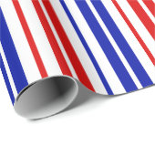Weiß Rot Blau Streifen Muster   Geschenkpapier (Rolleneckpunkt)