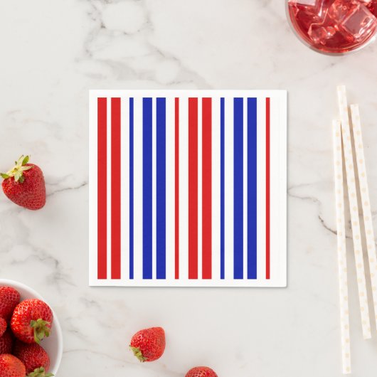 Weiß Rot Blau Streifen Muster Serviette (Beispiel)