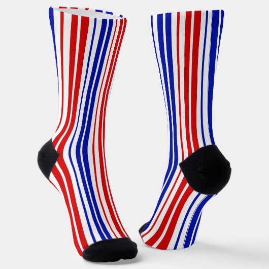 Weiß Rot Blau Streifen Muster   Socken (Gewinkelt)