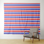 Weiß Rot Blau Streifen Muster   Wandteppich (Beispiel (Horizontal))