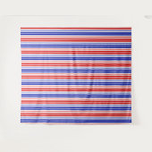 Weiß Rot Blau Streifen Muster   Wandteppich (Vorderseite (Horizontal))