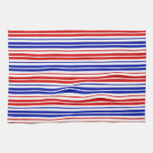 Weiß Rot Blau Streifenmuster Geschirrtuch (Horizontal)