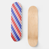 Weiß Rot Blau Streifenmuster   Skateboard (Vorderseite)
