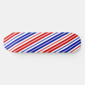 Weiß Rot Blau Streifenmuster   Skateboard (Horizontal)