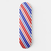 Weiß Rot Blau Streifenmuster   Skateboard (Vorderseite)