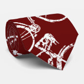 Weiß/Rot-Fahrräder Krawatte (Gerollt)