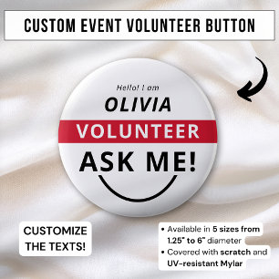 Weiß Rot Frag Mich Freiwilligen Abzeichen Event Na Button