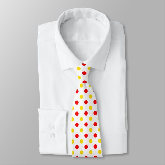 Weiß Rot Gelb Punkte Design Krawatte (Gebunden)