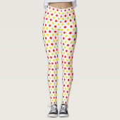 Weiß Rot Gelb Punkte Design Leggings (Vorderseite)