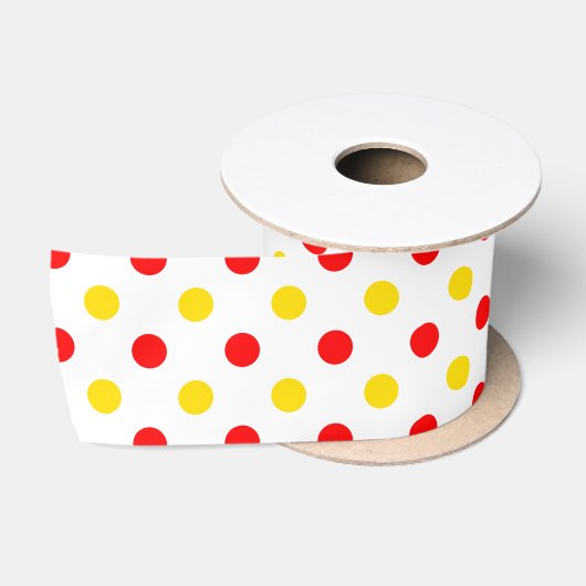 Weiß Rot Gelb Punkte Design Satinband (Spule)
