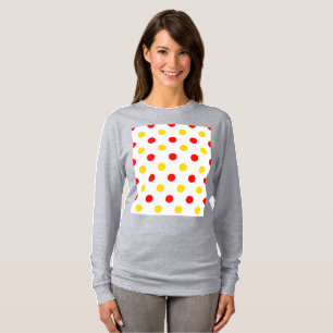 Weiß-Rot-Gelbe Punkte-Design  T-Shirt