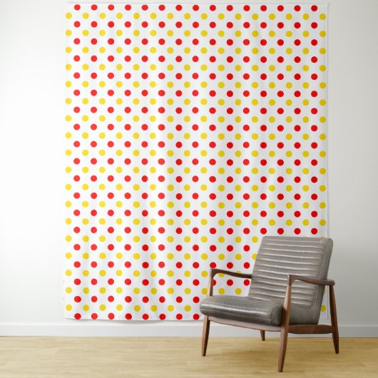 Weiß-Rot-Gelbe Punkte-Design Wandteppich (Beispiel)