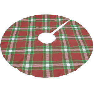 Weiß Rot Grün Cool Red Holzfäller Karo Muster Polyester Weihnachtsbaumdecke