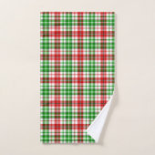 Weiß-Rot-Grün-Karo-Tartan-Design Badhandtuch Set (Handtuch)