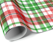 Weiß-Rot-Grün-Karo-Tartan-Design Geschenkpapier (Rolleneckpunkt)