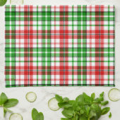 Weiß-Rot-Grün-Karo-Tartan-Design  Geschirrtuch (Gefaltet)